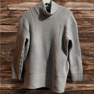 Vince Camuto Sweater Womens M Gray Turtle Neck Long Sleeve Cotton Knitted Casual